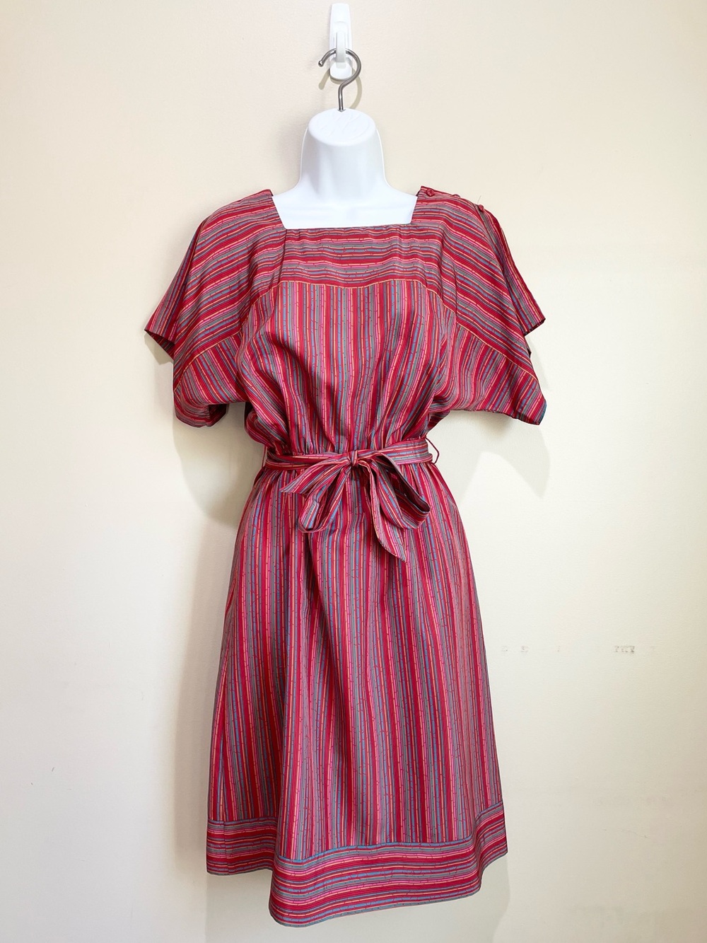 Pierre BALMAIN Vintage Striped Smock Dress With Belt